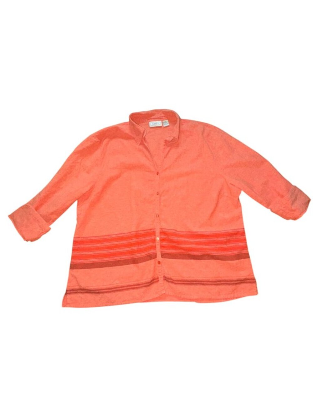 Cara`n New York Womens Light Weight Blended Linen Blouse-Orange-3X-GUC